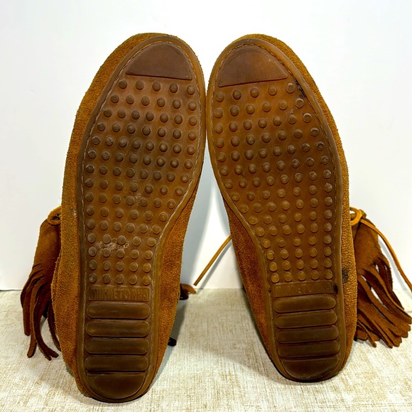 Minnetonka Women's 9 Moccasins Suede Fringe Lace Up Ankle Boots - Picture 10 of 11